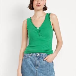Old Navy Green Mangrove Cinched Rib-Knit Tank